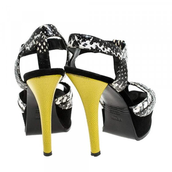 Fendi Multicolour Python-Embossed Leather Platform Sandals