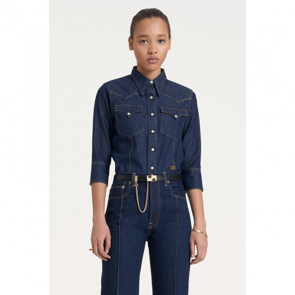 PORTS 1961 Dark Denim Cowboy Shirt