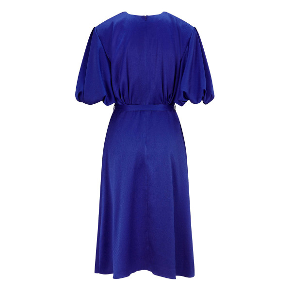 FEMPONIQ Draped Puff Sleeve Satin Dress