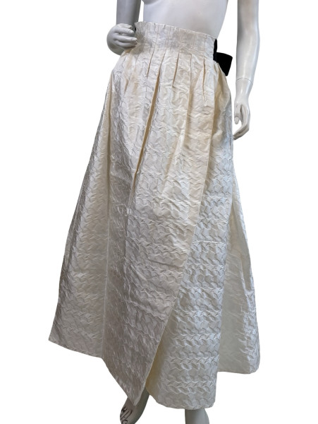 CHANEL Maxi A-line Ivory Belted Skirt