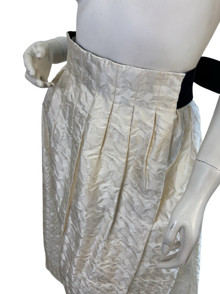 CHANEL Maxi A-line Ivory Belted Skirt