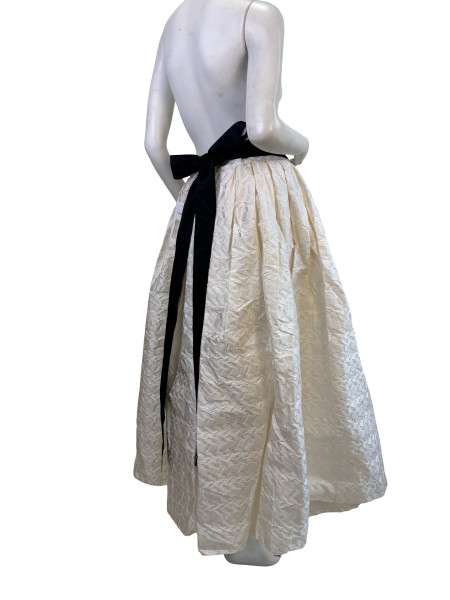 CHANEL Maxi A-line Ivory Belted Skirt