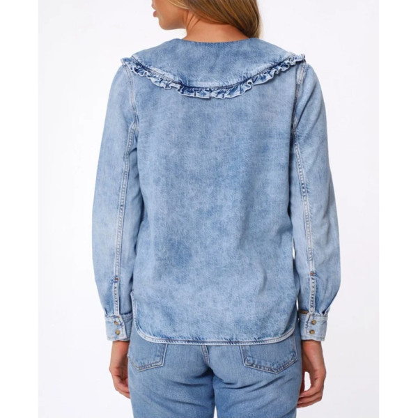 Ganni Denim Ruffle Shirt