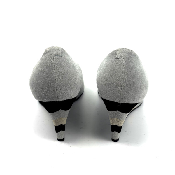 Roger Vivier Grey Suede Buckle Wedge Heels