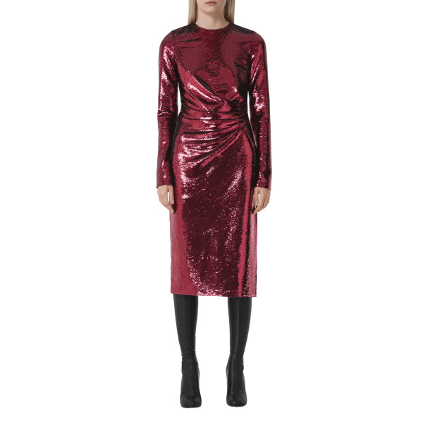 Burberry Gathered Sequinned Stretch Nylon Dress