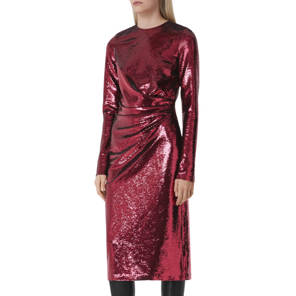 Burberry Gathered Sequinned Stretch Nylon Dress