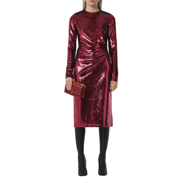 Burberry Gathered Sequinned Stretch Nylon Dress