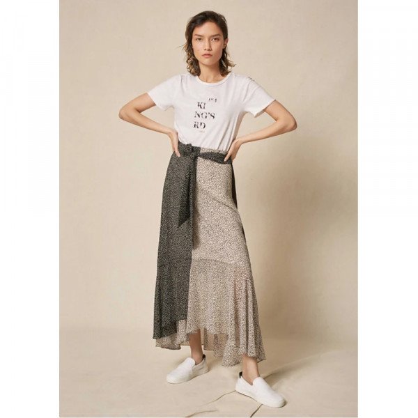 ME+EM Spliced Leaf Print Skirt