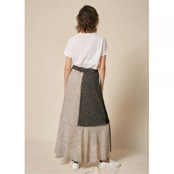 ME+EM Spliced Leaf Print Skirt