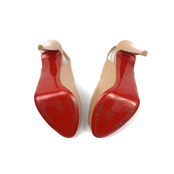 Christian Louboutin Nude Patent Leather Slingback Heels