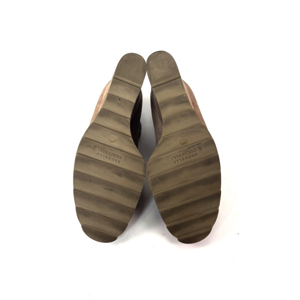Brunello Cucinelli Brunello Cucinelli Brown Suede Ankle-Strap Wedges