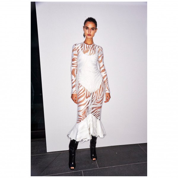 David Koma Sheer Zebra Midi Dress