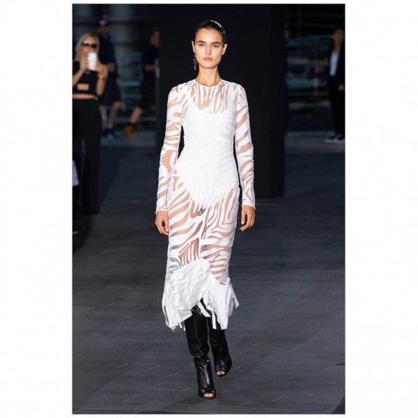 David Koma Sheer Zebra Midi Dress