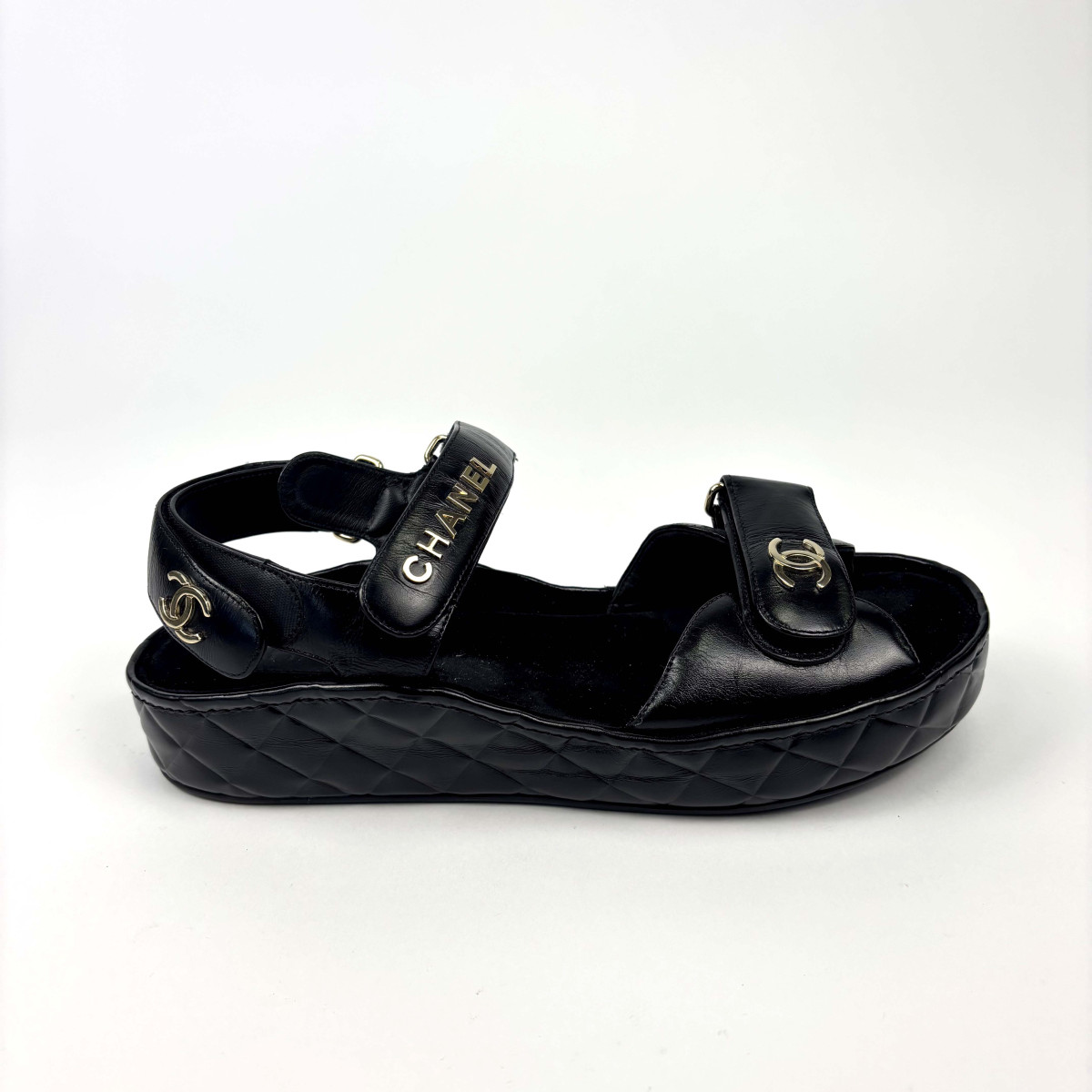CHANEL Padded platform quilted sandals