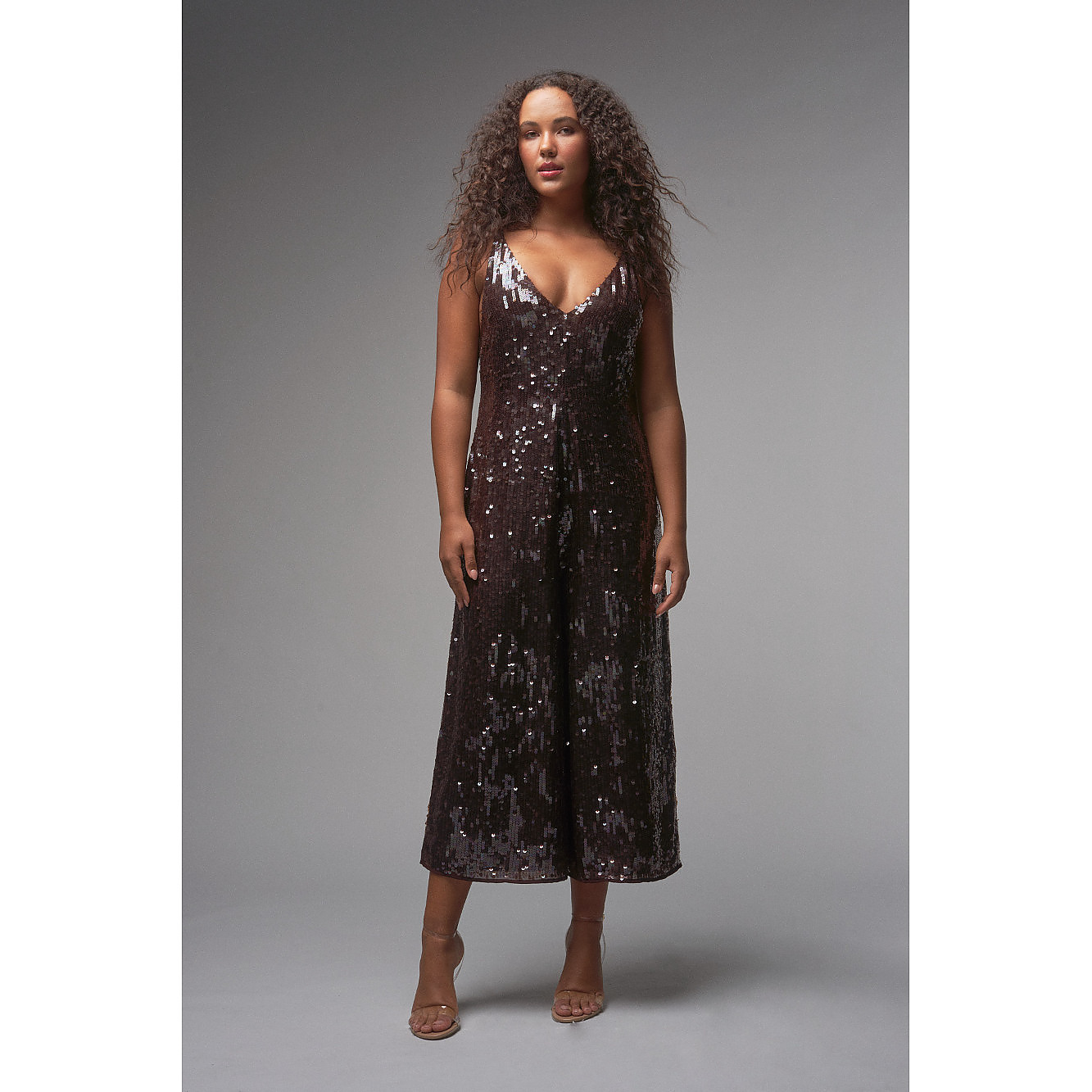 RaeVynn Odette Jumpsuit In Chocolate Sequins