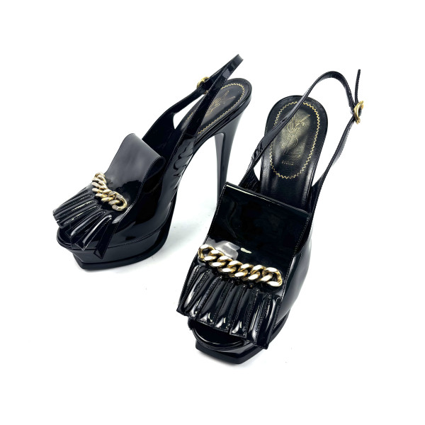 Saint Laurent Platform Heels with Gold Chain