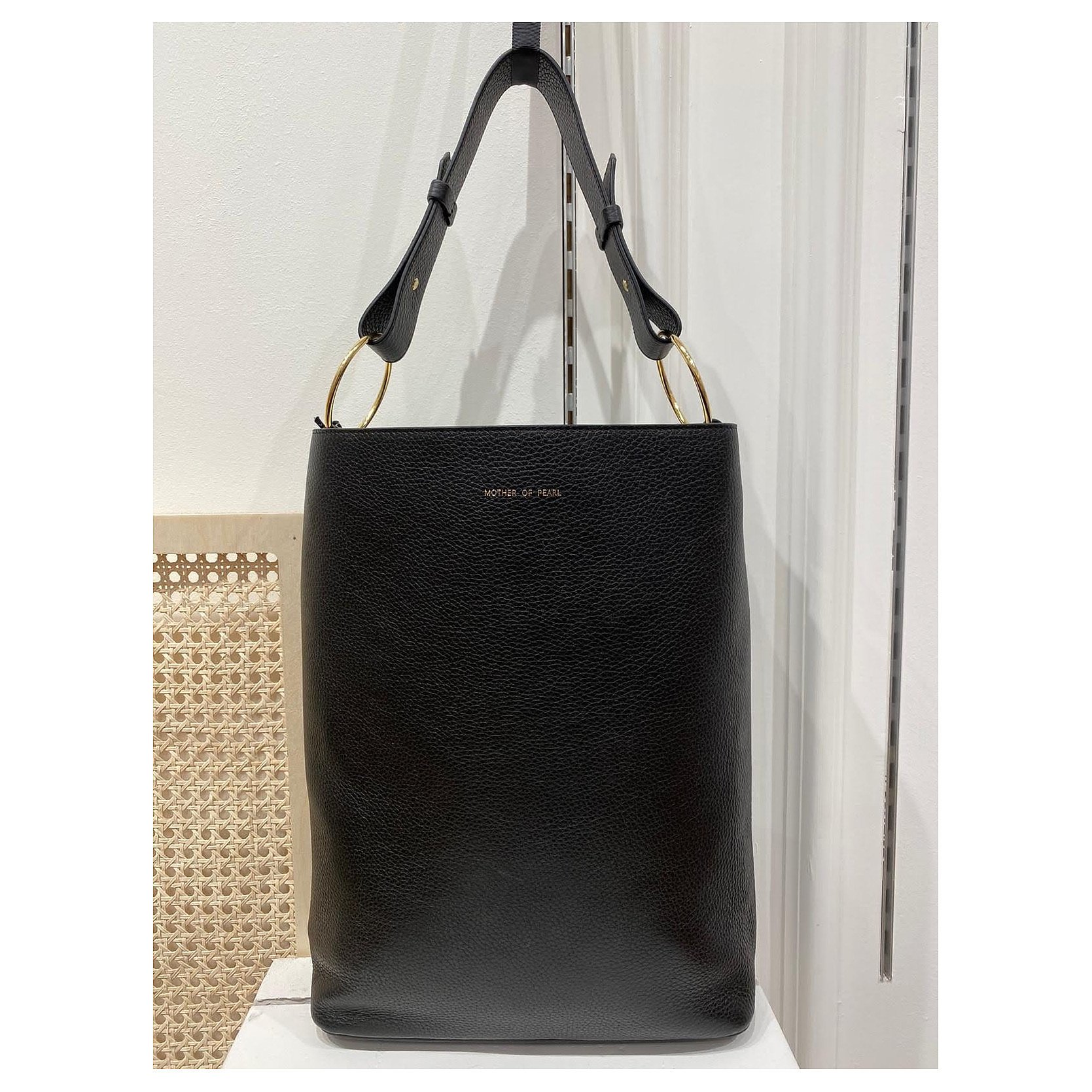 Mother of Pearl Pebbled Leather Tote Bag