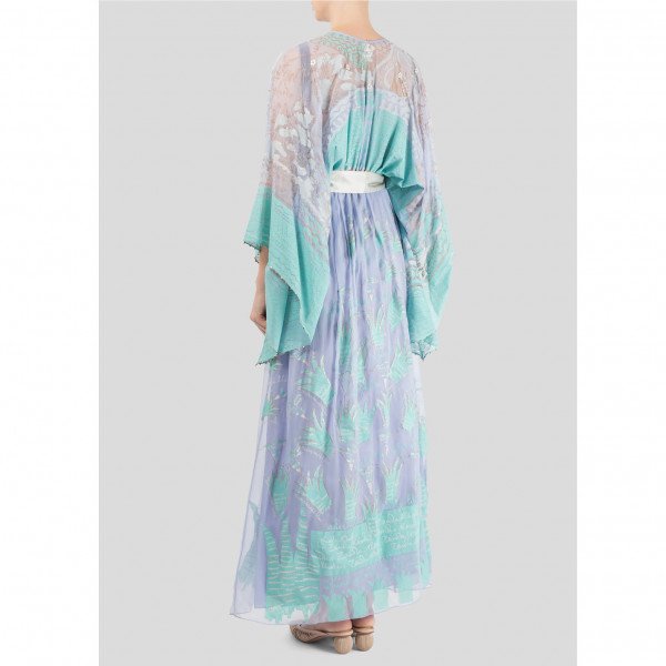 Zandra Rhodes Silk-Chiffon Periwinkle Maxi Dress