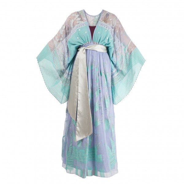 Zandra Rhodes Silk-Chiffon Periwinkle Maxi Dress