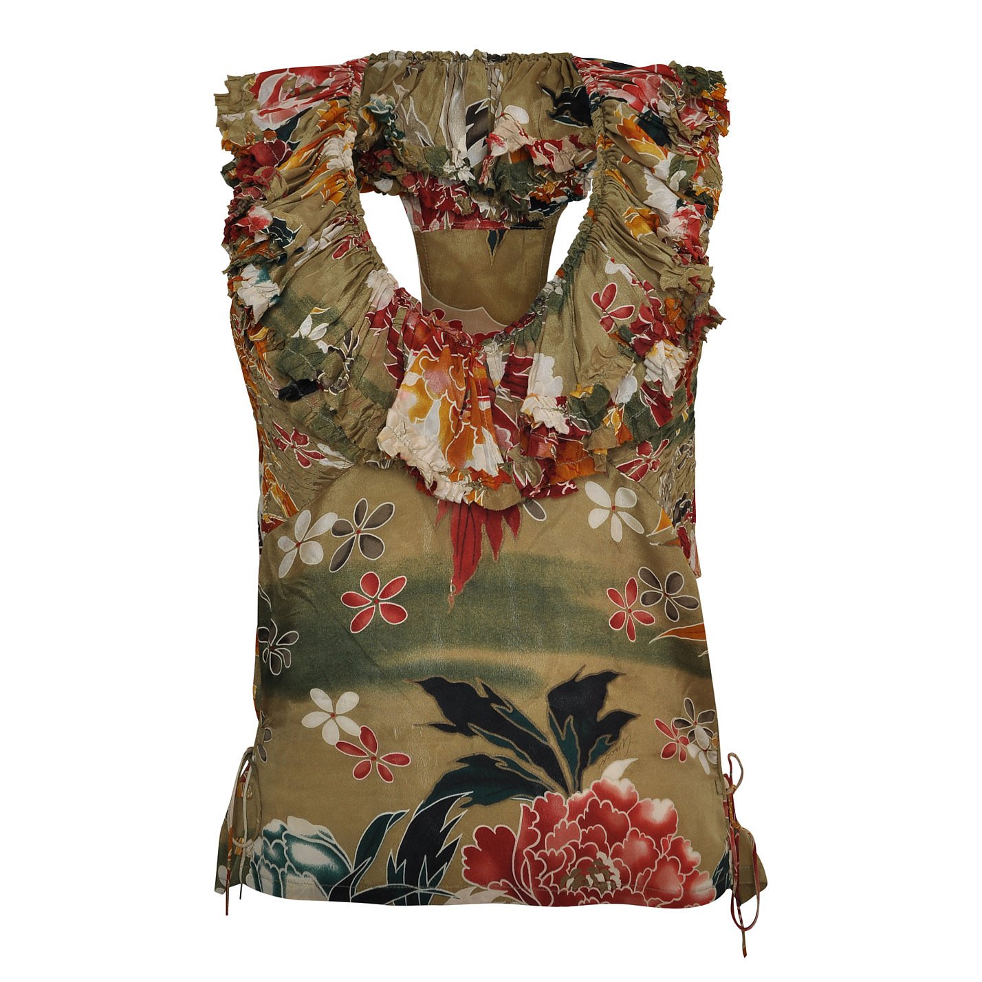 Gucci Sleeveless Floral Ruffle Top