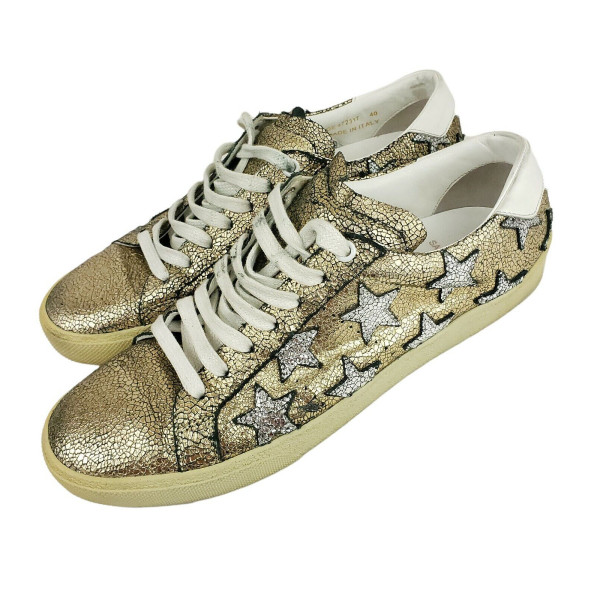 Saint Laurent Metallic Star Sneakers
