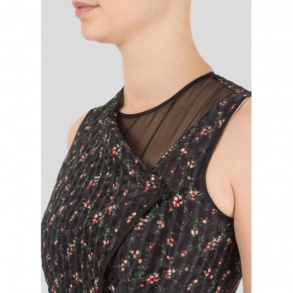 Victoria Beckham Sleeveless Floral Dress with Sheer Panel