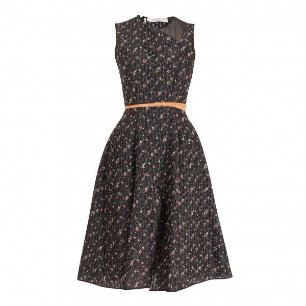 Victoria Beckham Sleeveless Floral Dress with Sheer Panel