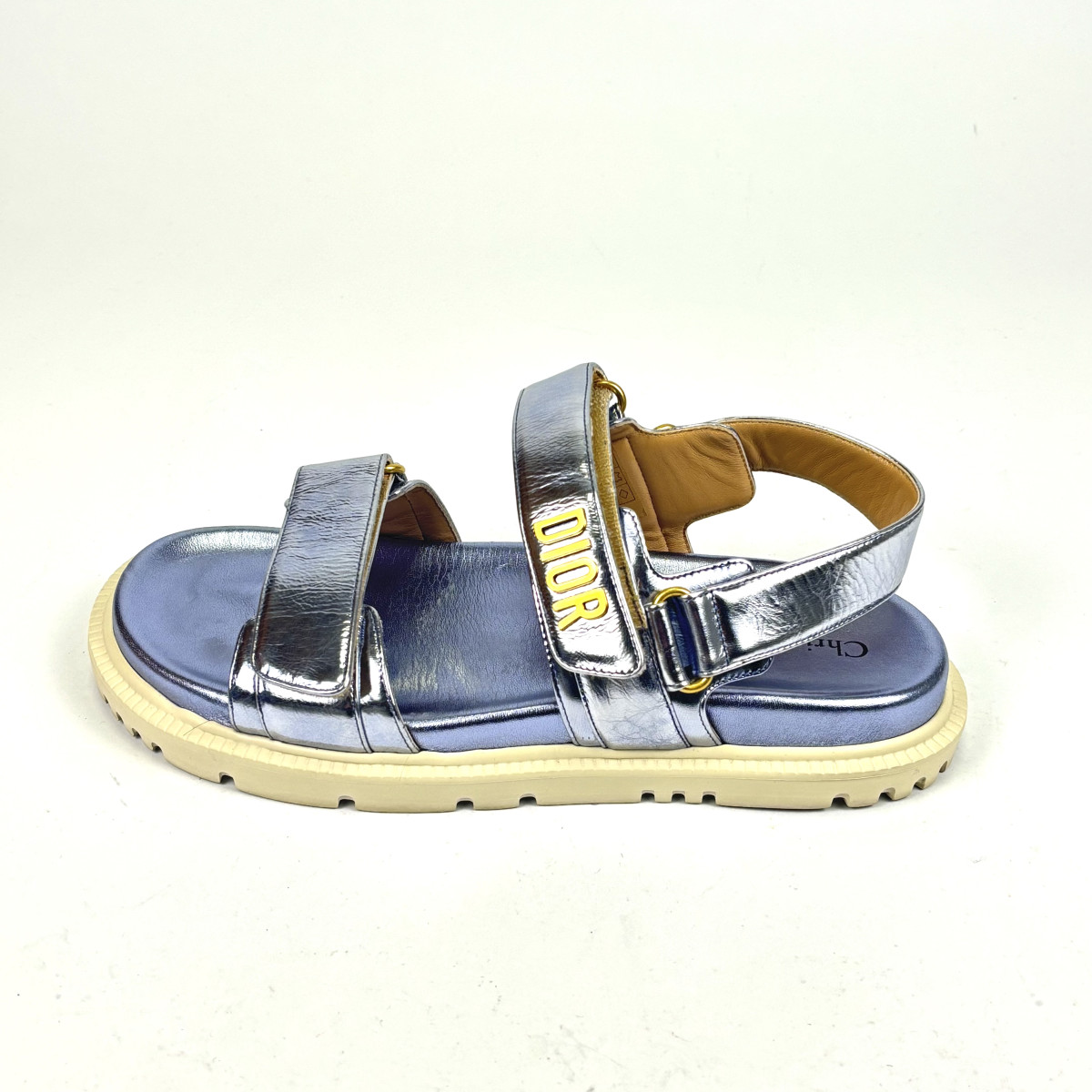 Dior Dway Metallic Leather Velcro Sandals
