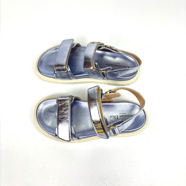 Dior Dway Metallic Leather Velcro Sandals