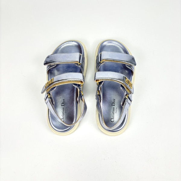 Dior Dway Metallic Leather Velcro Sandals