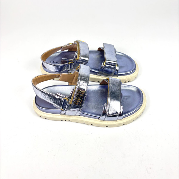 Dior Dway Metallic Leather Velcro Sandals