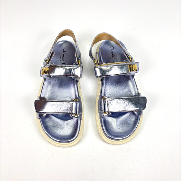 Dior Dway Metallic Leather Velcro Sandals