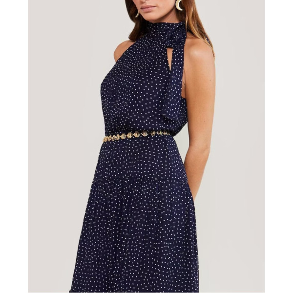 Rixo Halterneck Polka Dot Dress