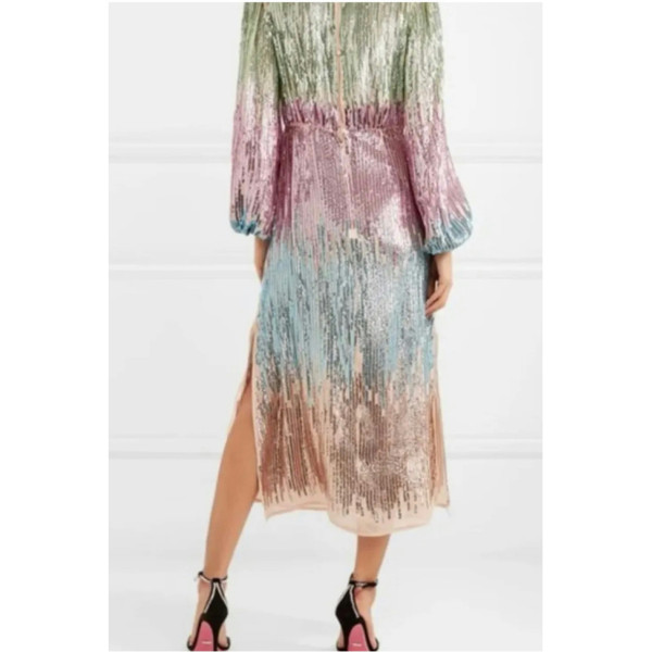 Rixo Ombre Sequinned Coco Midi Dress