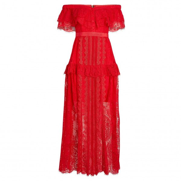 Self-Portrait Lace Off-The-Shoulder Maxi Dress