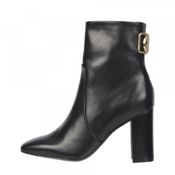 Tommy Hilfiger Leather Monogram High Heel Boots