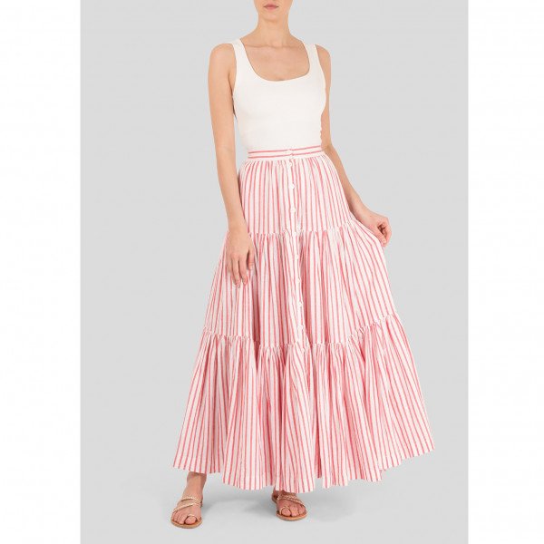 Wiggy Kit Striped Tiered Maxi Skirt