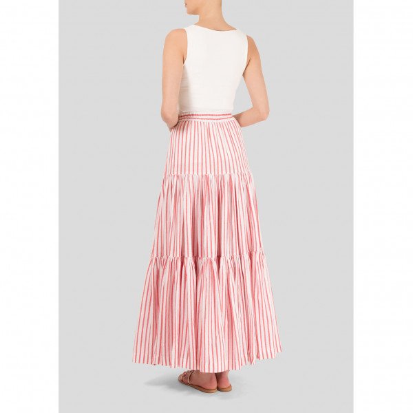 Wiggy Kit Striped Tiered Maxi Skirt