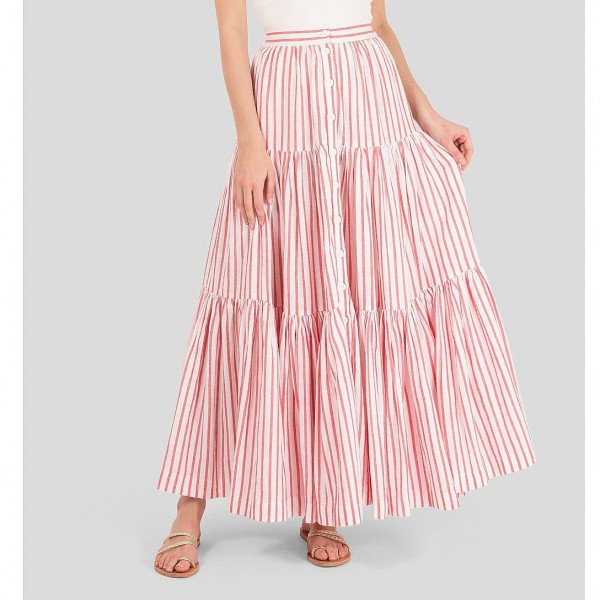 Wiggy Kit Striped Tiered Maxi Skirt