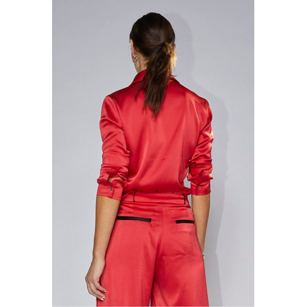 Serena Bute The New Serena Shirt - Lipstick Red Plant Based Satin