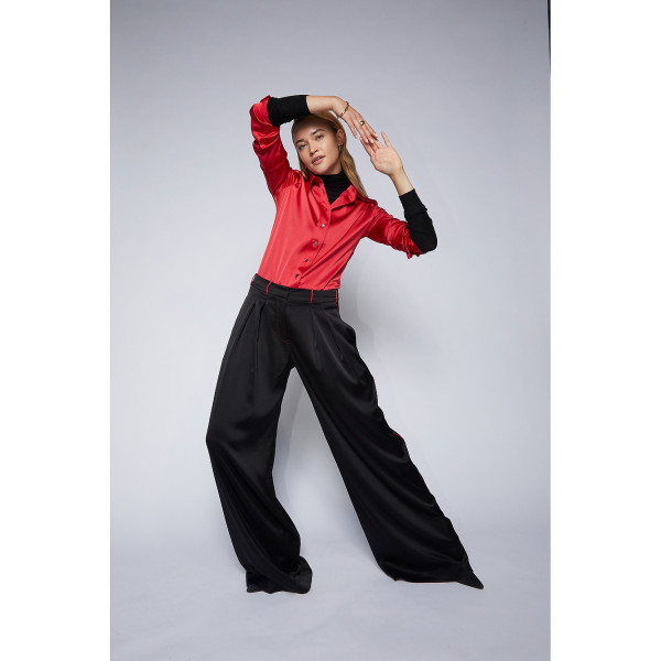 Serena Bute The New Serena Shirt - Lipstick Red Plant Based Satin