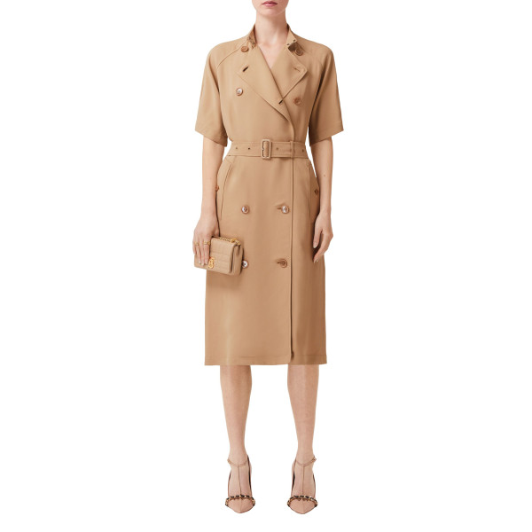 Burberry Short-Sleeve Viscose Cady Trench Dress