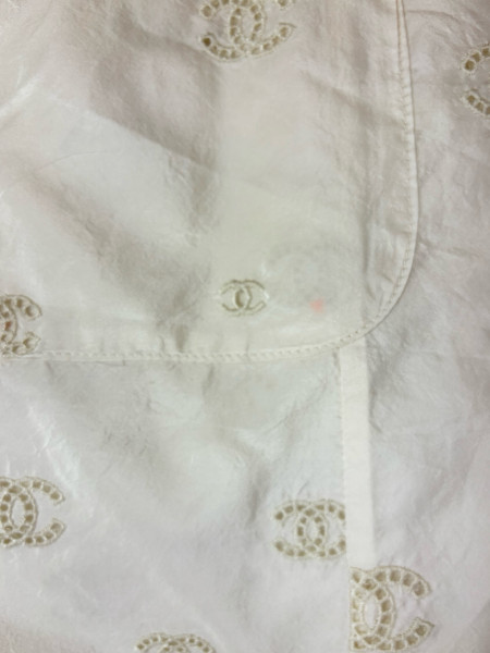 CHANEL Long-Sleeved White Ruffle Maxi Dress