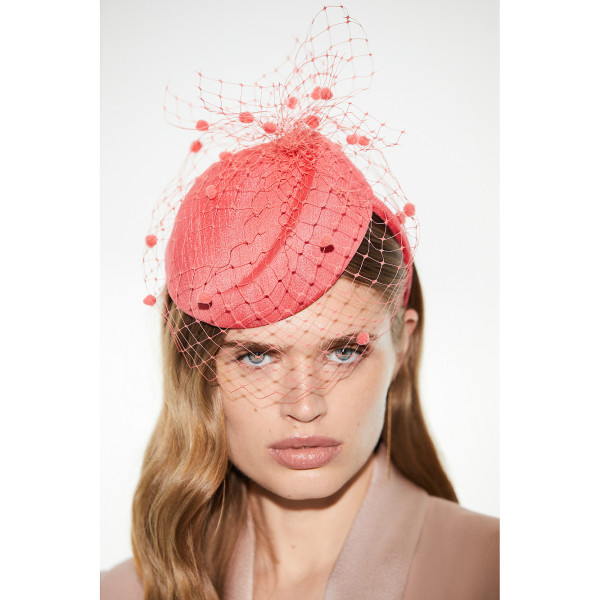 Coral store pillbox hat