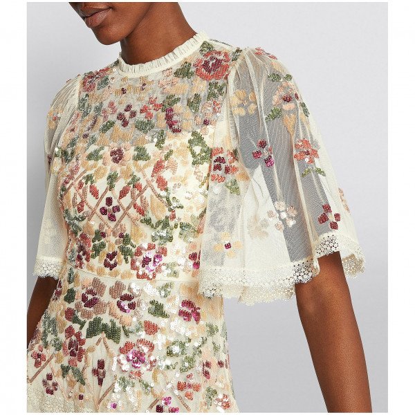 Needle & Thread Embellished Trellis Rose Mini Dress