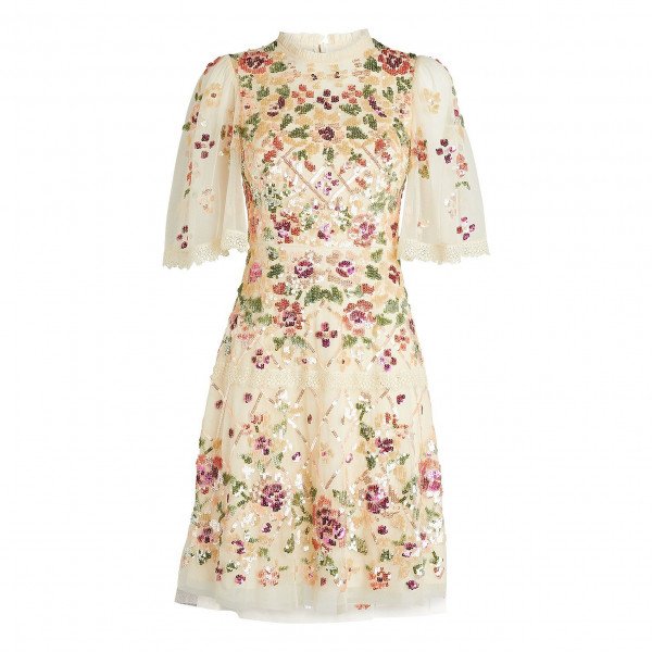 Needle & Thread Embellished Trellis Rose Mini Dress