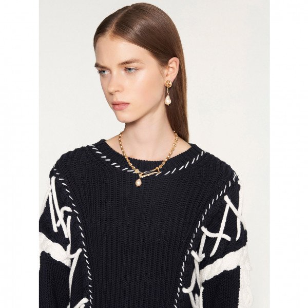 PORTS 1961 Tie-Fastening Knit Sweater