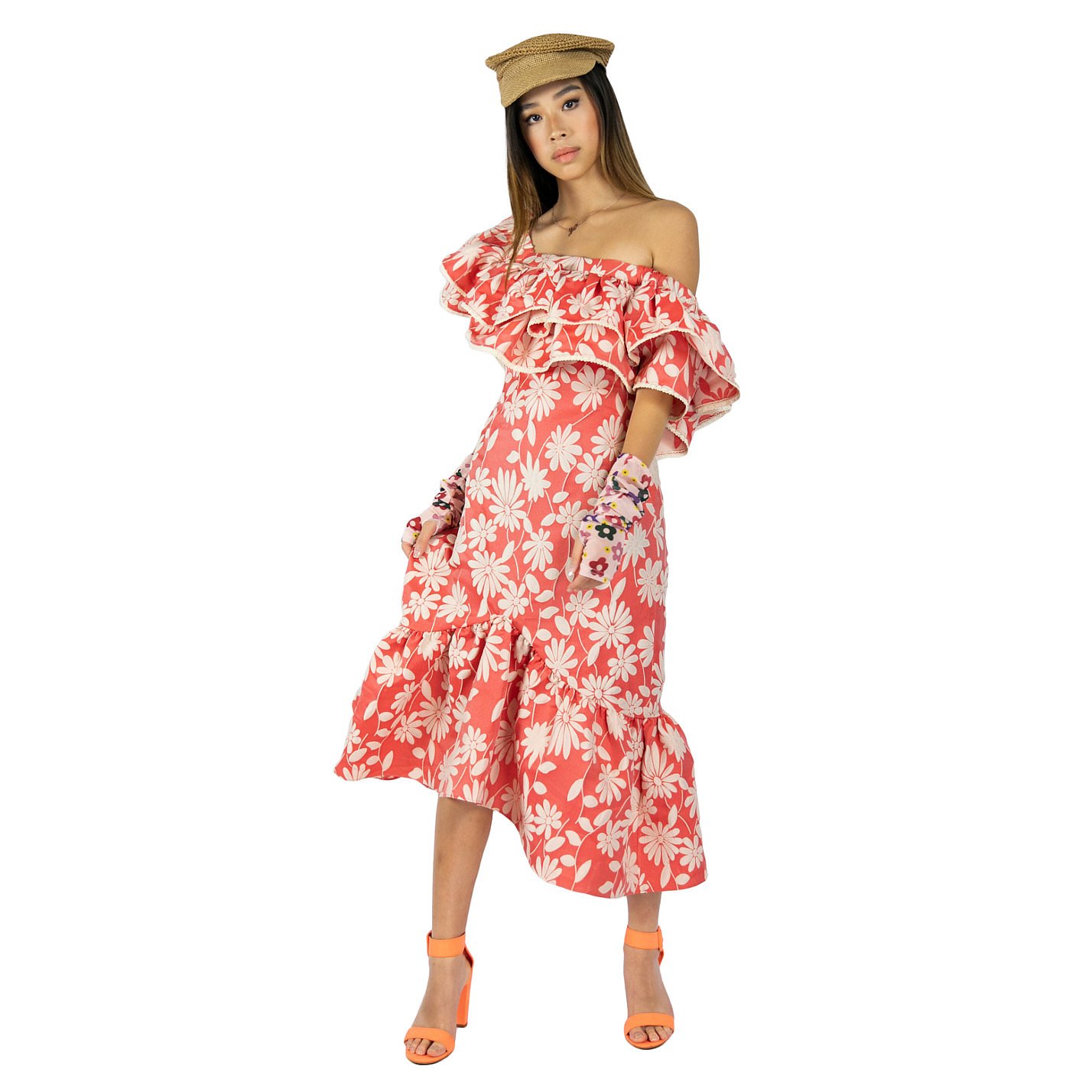 Syra J Floral Pattern Frill Dress