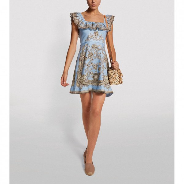 ZIMMERMANN Ruffle Shoulder Mini Dress