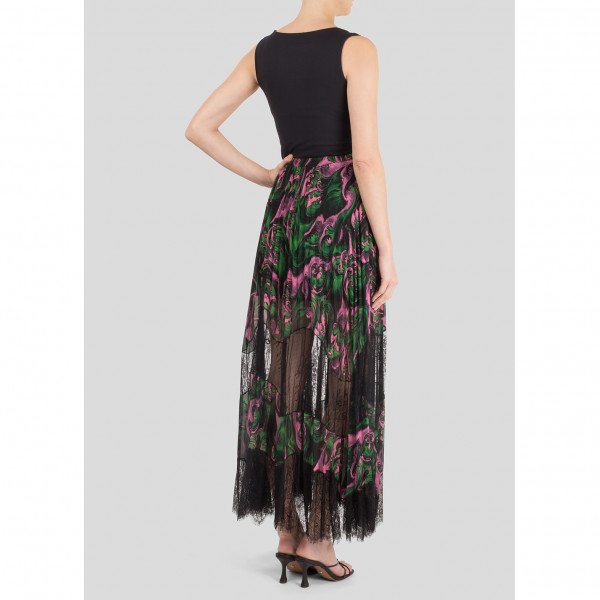 McQ Lace-Panelled Pleated Print Skirt